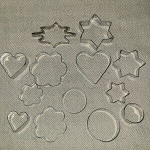 13 piece metal shapes cookie cutter set~ hearts, stars, circles